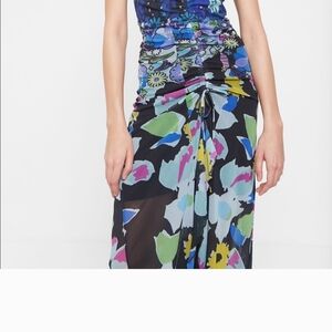 Christian Lacroix Blue and Green Floral Dress Size XL